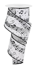 Load image into Gallery viewer, 2.5&quot; X 10Yd Wired Ribbon-Music Notes On Diagonal Weave-RGE173527-Wreaths-Crafts-Decor-Everyday
