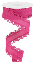 Load image into Gallery viewer, 1.5&quot; X 10Yd Wired-Fuchsia Scalloped Edge Royal Burlap-RGC130207-Wreaths-Crafts-Ribbon
