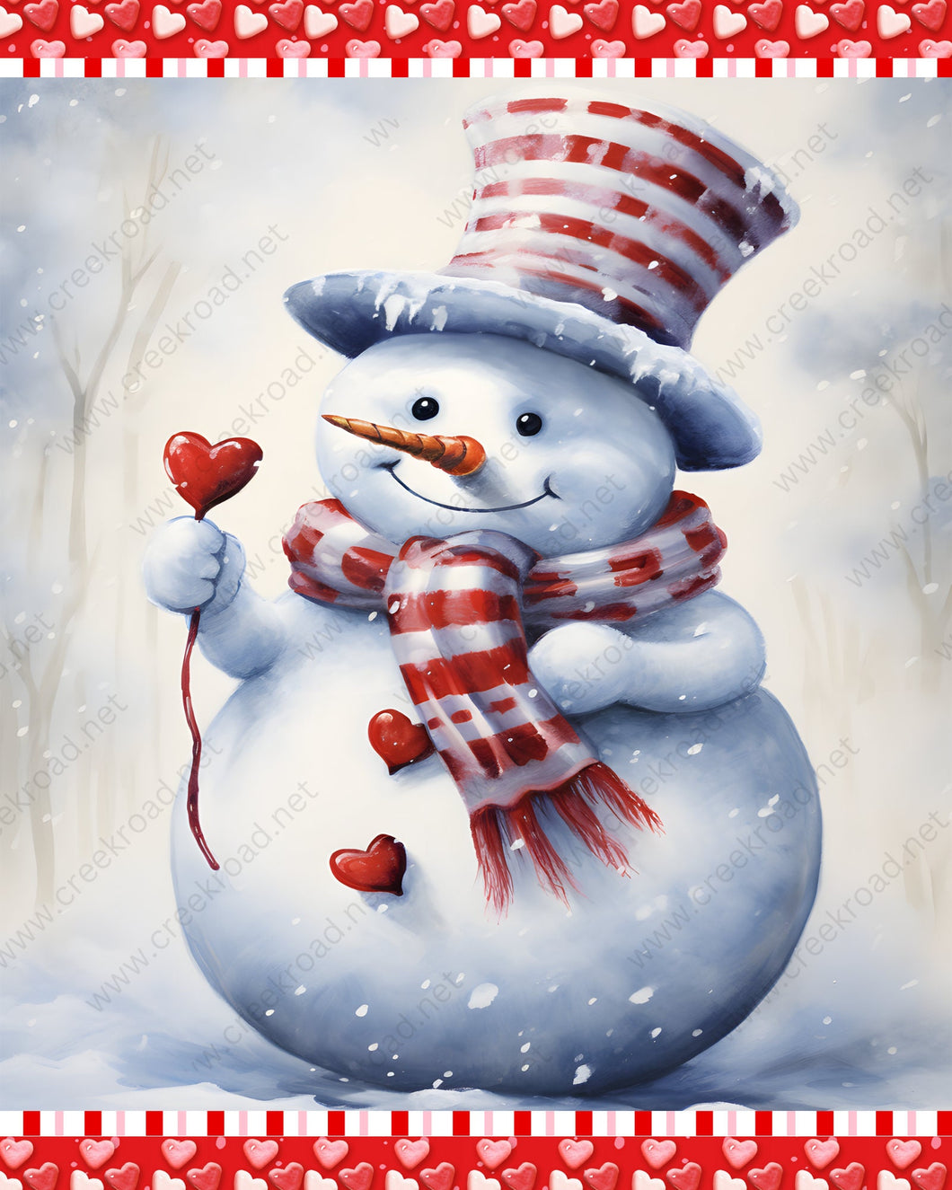 Cute Valentines Snowman Heart Border Wreath Sign 8
