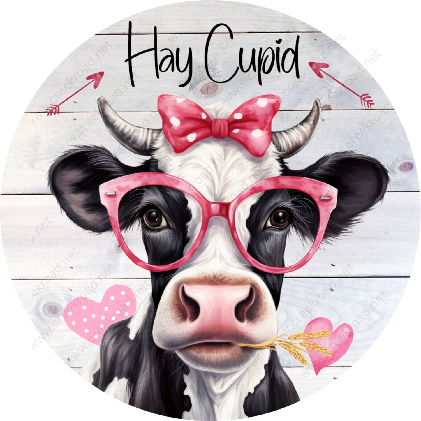 Hay Cupid Farm Cow Wreath Sign-Aluminum-Valentines-Decor