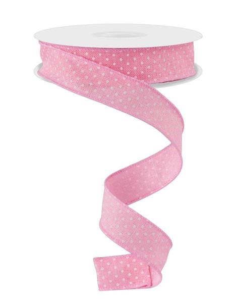 7/8" X 10Yd Wired Ribbon-Light Pink/White Raised Swiss Dots On Royal-RG0765115-Wreaths-Crafts-Ribbon-Everyday