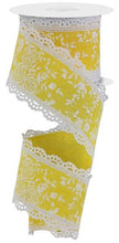 Load image into Gallery viewer, 2.5&quot; X 10Yd Wired-Yellow Mini Rose/Lace-RGA848429-Wreaths-Crafts-Decor
