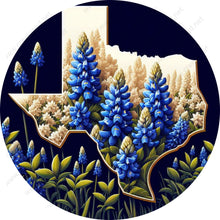 Load image into Gallery viewer, State of Texas Bluebonnet Wreath Sign-Round-Sublimation-Decor-attachment
