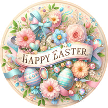Load image into Gallery viewer, Happy Easter Pastel Floral Egg Wreath Sign-Sublimation-Easter-Attachment-Decor-Easter
