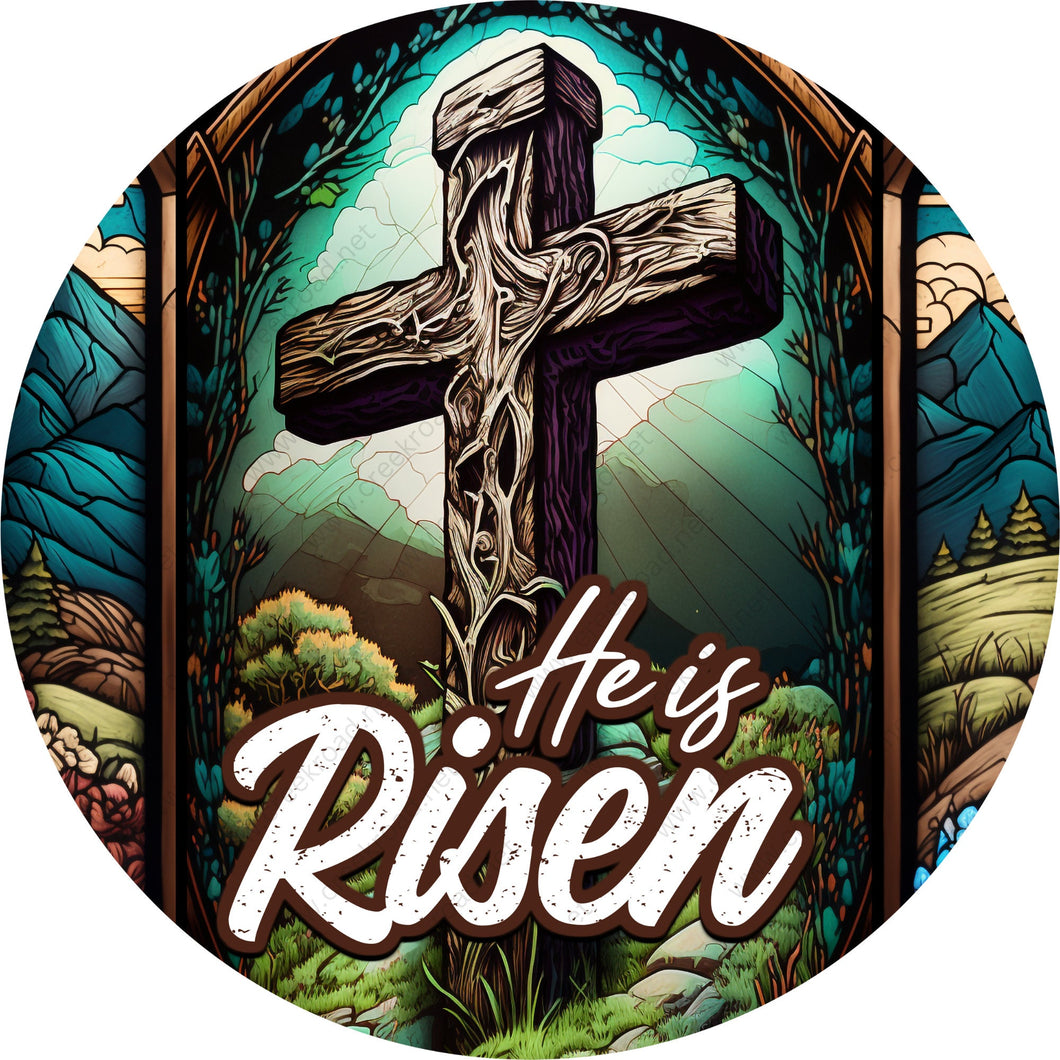 He Is Risen Easter Cross Wreath Sign-Sublimation-Attachment-Decor