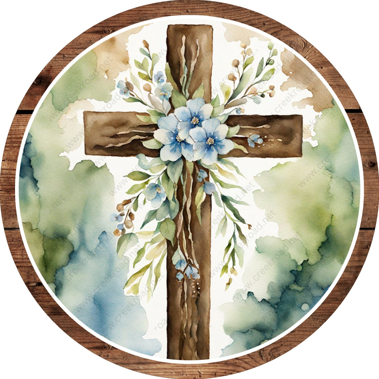 He Is Risen Easter Cross Watercolor Blank Wreath Sign-Sublimation-Attachment-Decor