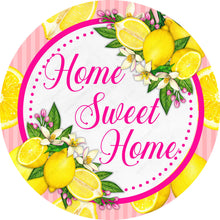 Load image into Gallery viewer, Home Sweet Home Lemon Pink Yellow Wreath Sign-Sublimation-Attachment-Decor
