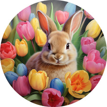 Load image into Gallery viewer, Easter Bunny Spring Tulips Wreath Sign-Sublimation-Easter-Attachment-Decor-Easter
