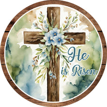 Load image into Gallery viewer, He Is Risen Easter Cross Watercolor Wreath Sign-Sublimation-Attachment-Decor
