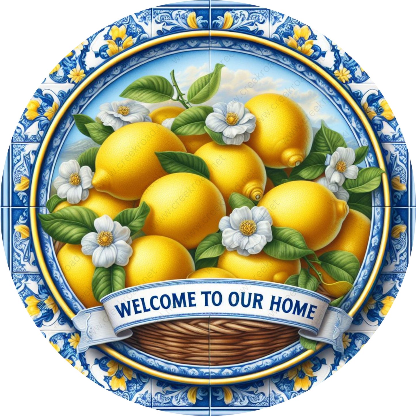 Welcome To Our Home Spring Yellow Lemons Wreath Sign-Sublimation-Attachment-Decor