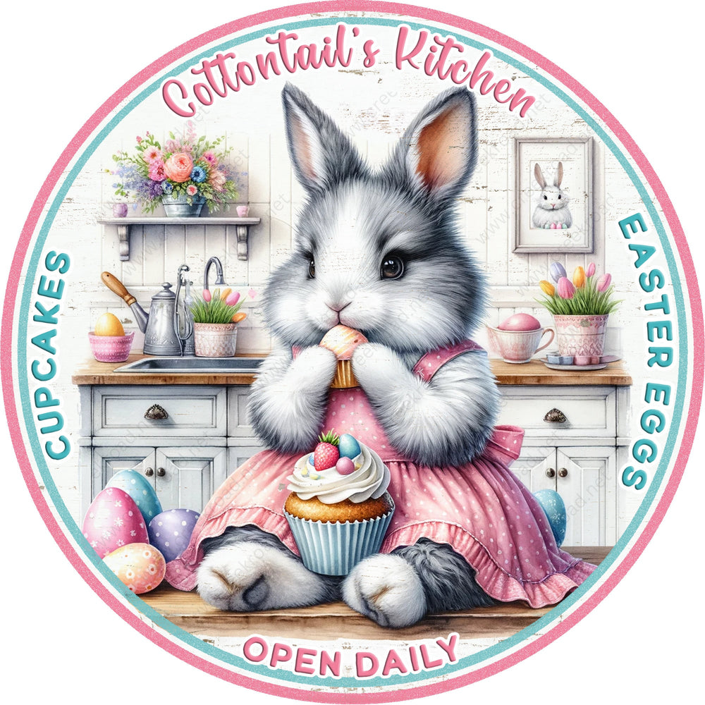 Cottontail's Kitchen Open Daily Wreath Sign-Sublimation-Attachment-Decor-Spring