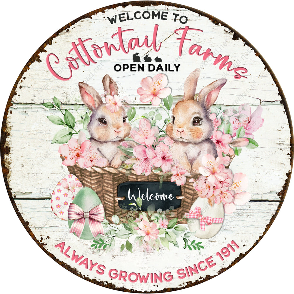 Cottontail Farms Always Growing Since 11911 Distressed Appearance Wreath Sign-Sublimation-Attachment-Decor